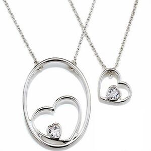Nesting Hearts Necklace Double Hearts 2 Rhinestone Valentine's Day 2011 New Box